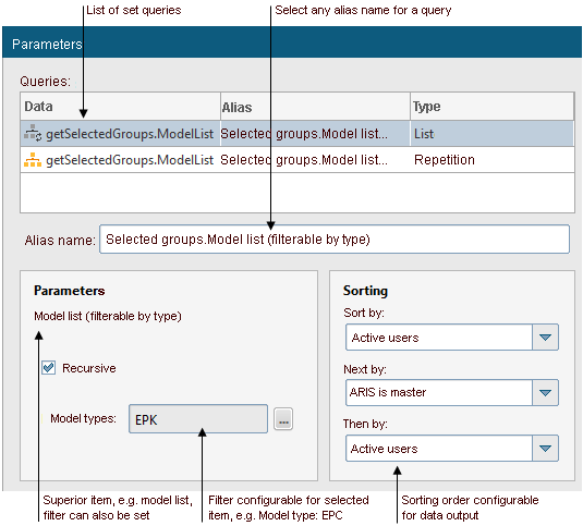 Set parameters of a query